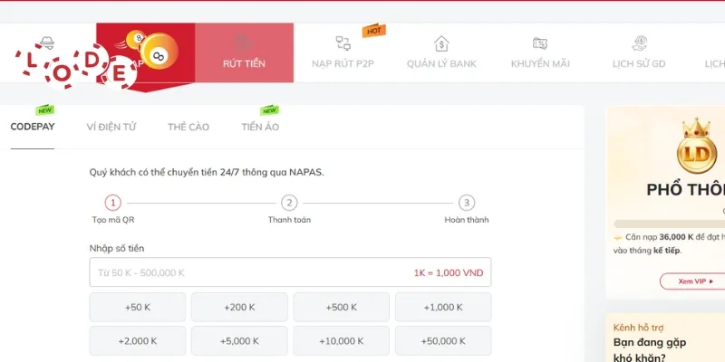 Nạp Tiền Lode88 – Hướng Dẫn Chi Tiết, An Toàn Và Hiệu Quả 2 Có nhiều phương thức nạp tiền đa dạng để anh em tham khảo lựa chọn